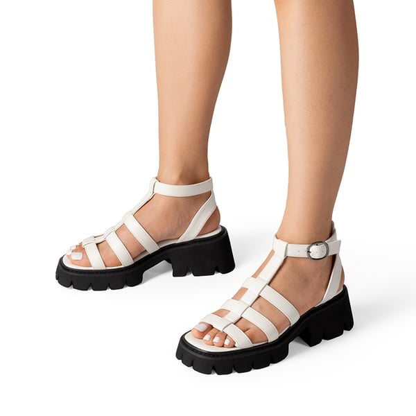 Rugged Lug Platform Sandals - WHITE - 1